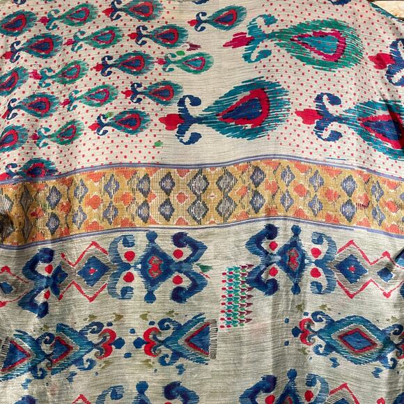 Johnny Was 100% Silk Tunic Top M | Ikat Print, Boho Resortwear, Made in India - Picture 7 of 7
